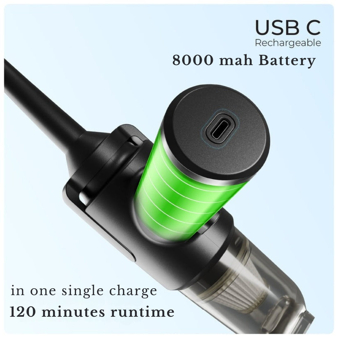 Xech | 9000Pa Turbo Suction Cleaner  | Cordless & Compact Design  | Dual Function for Car, Home & More (with 12 months warenty)