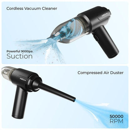 Xech | 9000Pa Turbo Suction Cleaner  | Cordless & Compact Design  | Dual Function for Car, Home & More (with 12 months warenty)
